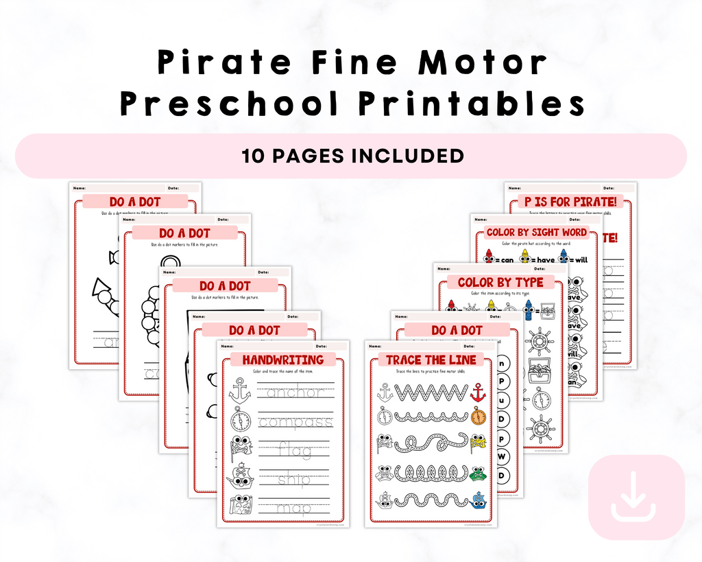 Pirate Fine Motor Preschool Printables