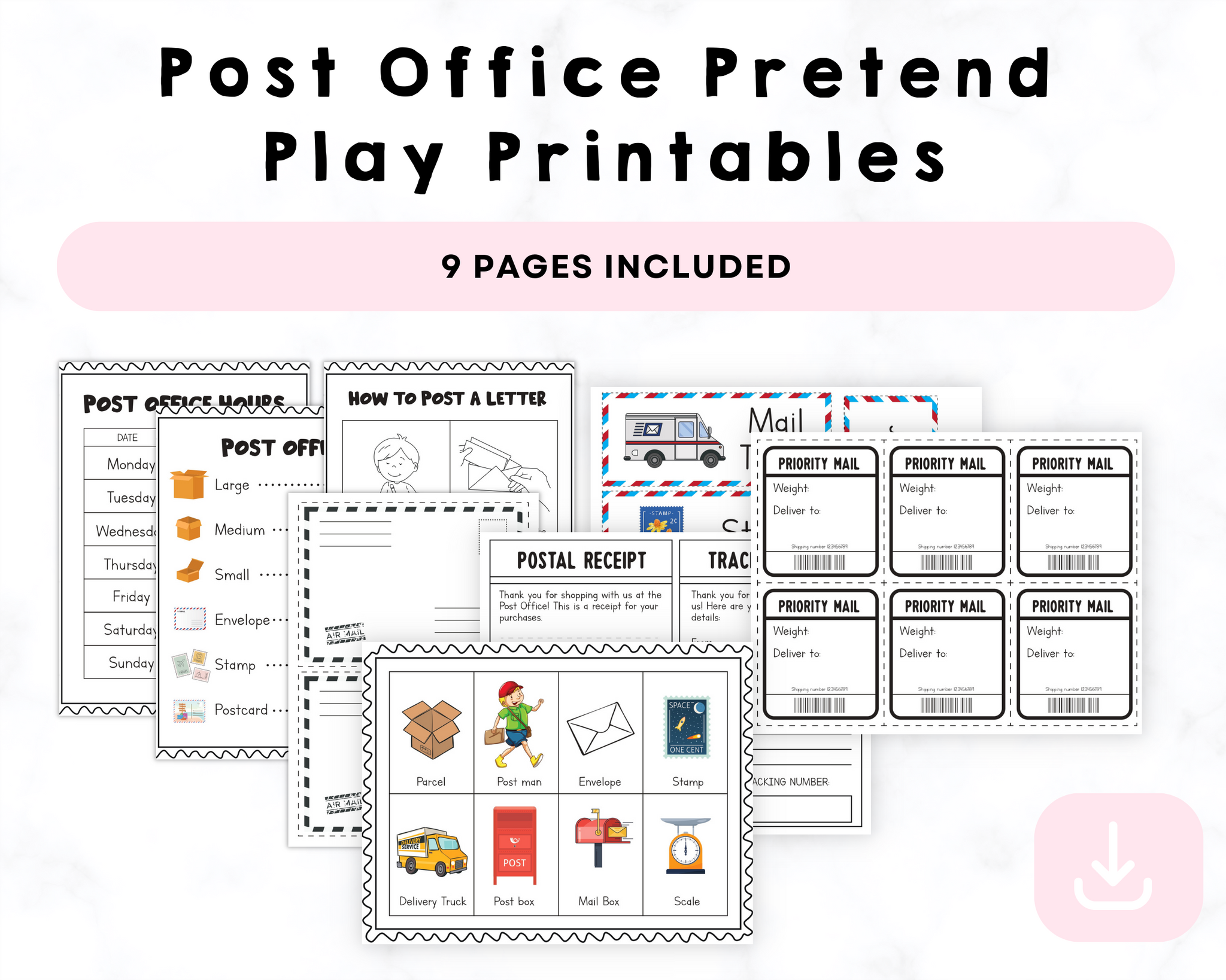 Post Office Pretend Play Printables CrystalandComp