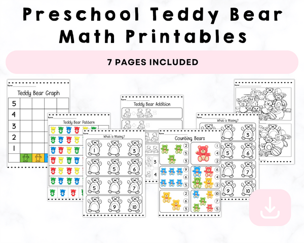 Preschool Teddy Bear Math Printables