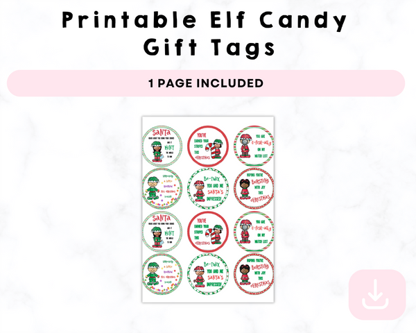 Printable Elf Candy Gift Tags