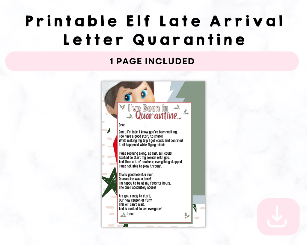 Printable Elf Late Arrival Letter Quarantine