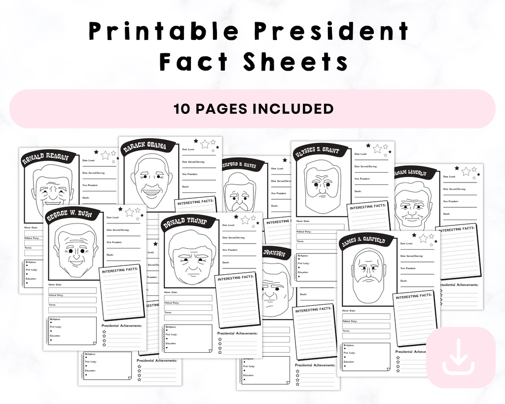 Printable President Fact Sheets
