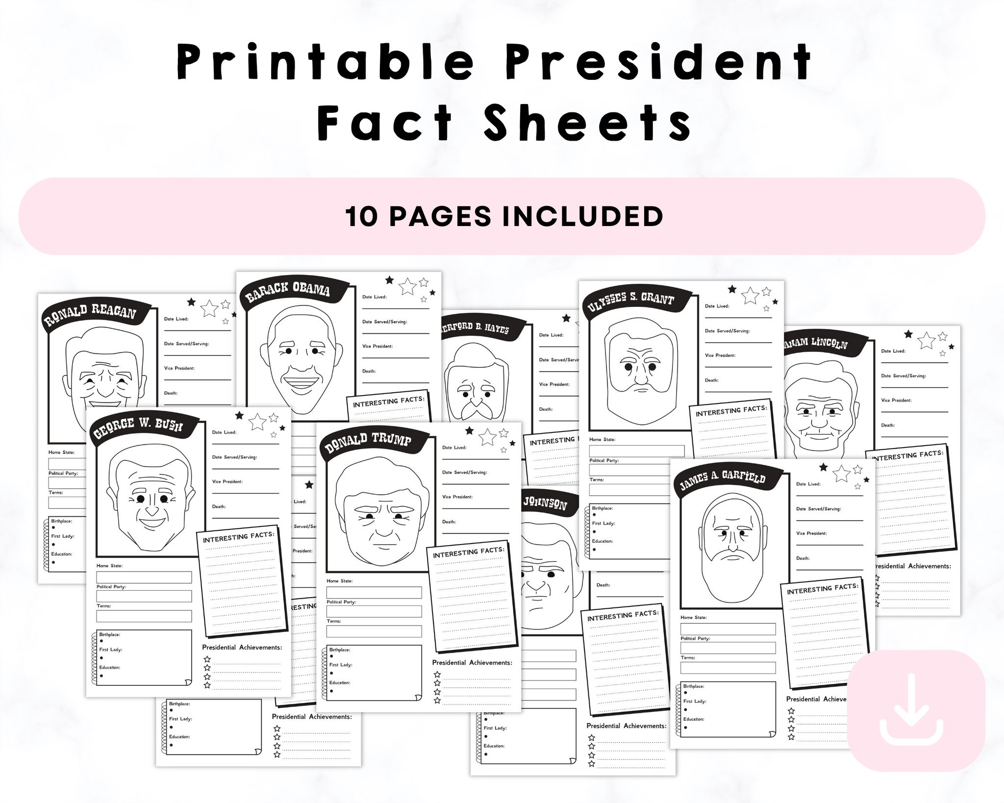 Printable President Fact Sheets