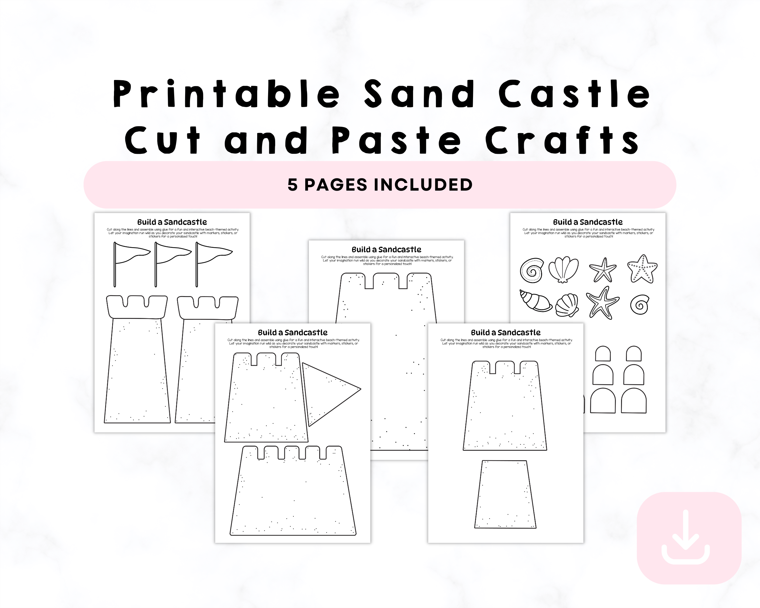 Printable Sand Castle Sunset Beach Sandcastle Fantasy Backdrop