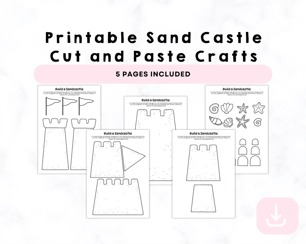 Printable Sand Castle Cut and Paste Crafts