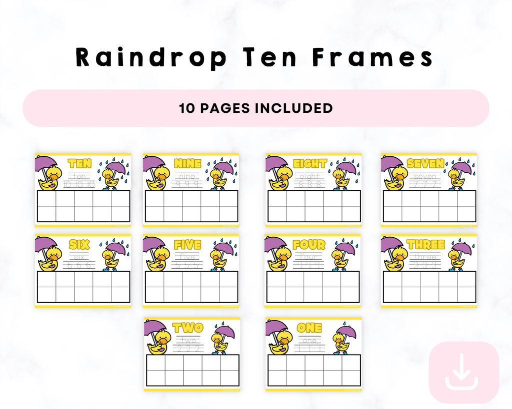 Printable Raindrop Ten Frames
