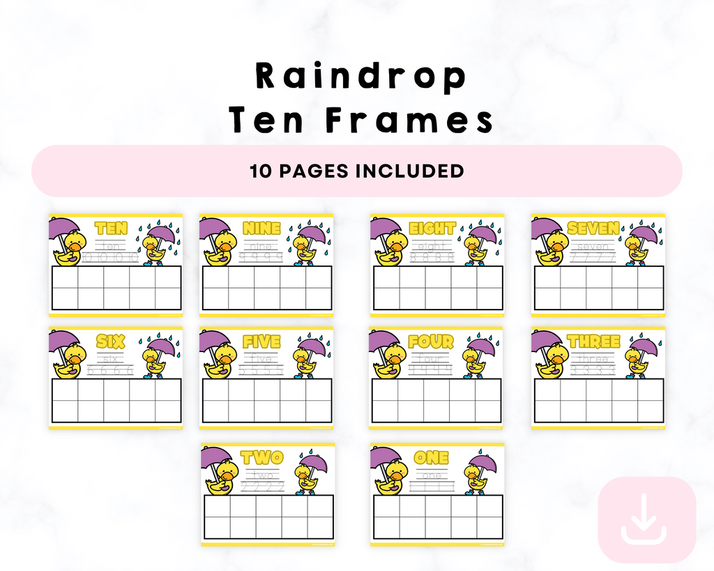 Printable Raindrop Ten Frames