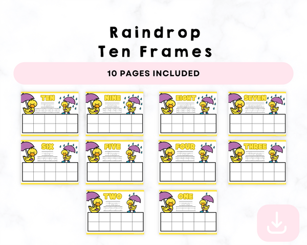 Printable Raindrop Ten Frames
