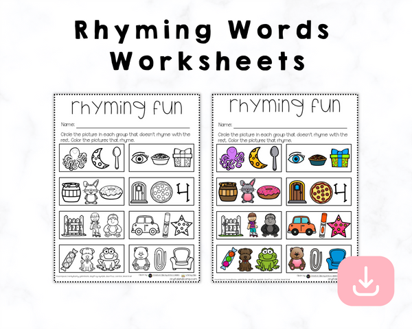 Rhyming Words Worksheet Printable