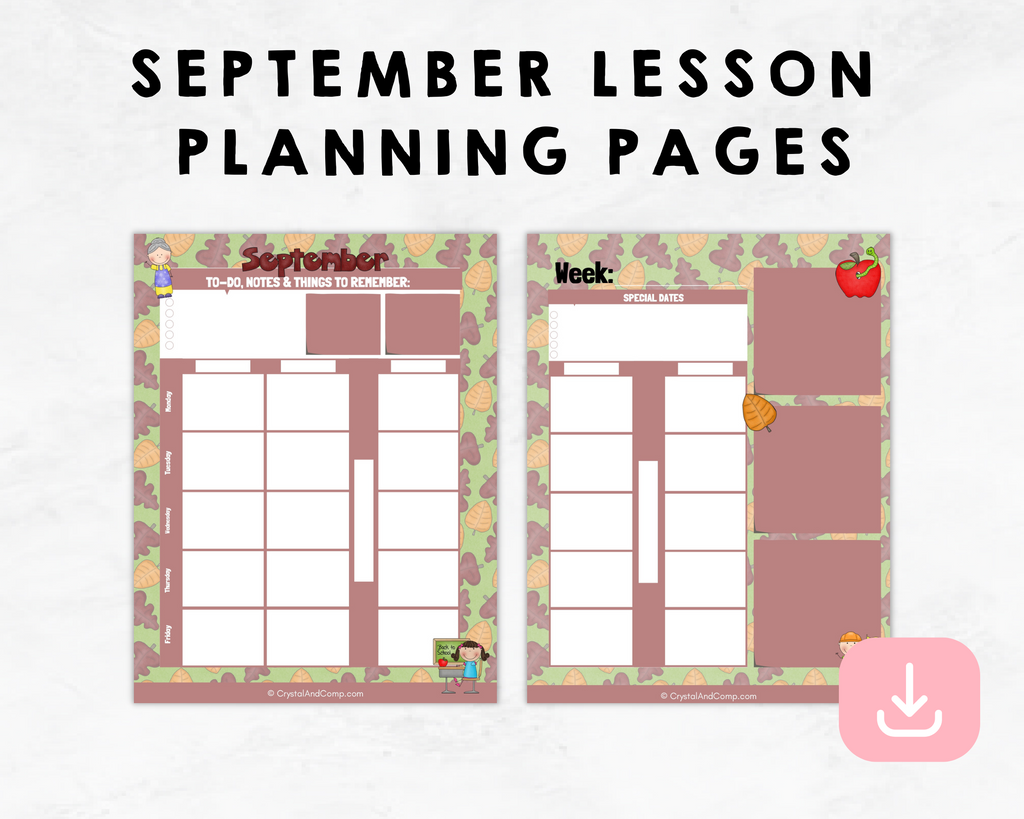 September Lesson Planning Printable