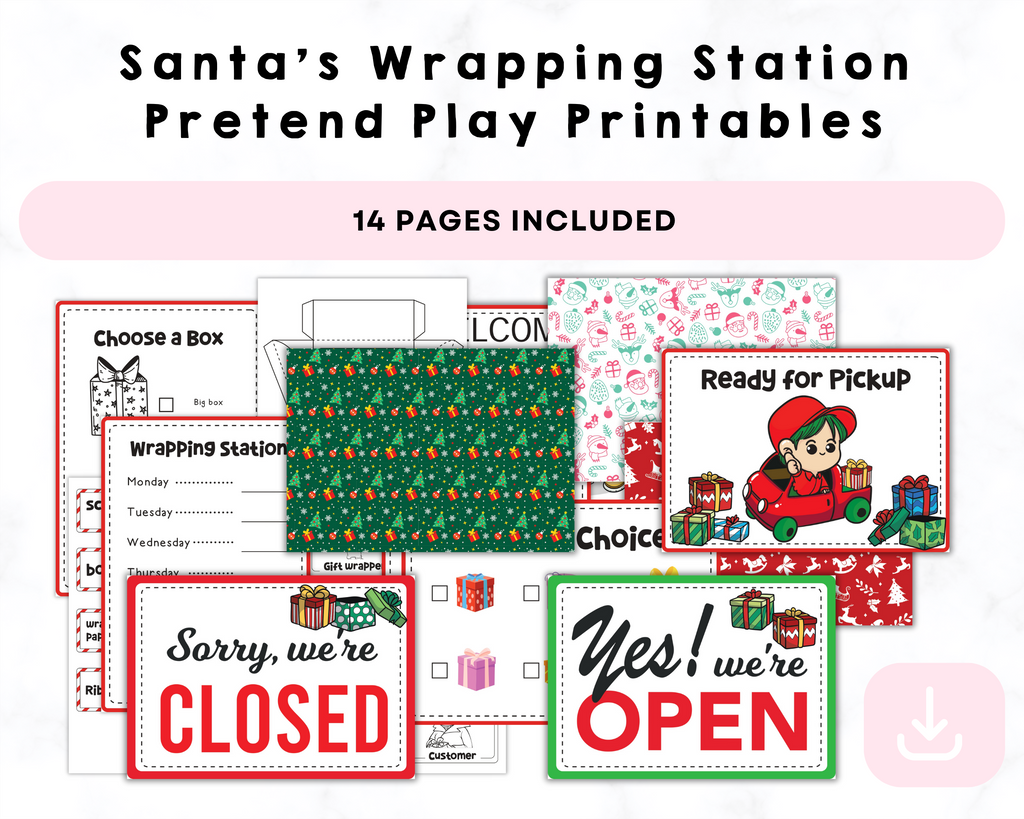 Santa's Wrapping Station Pretend Play Printable