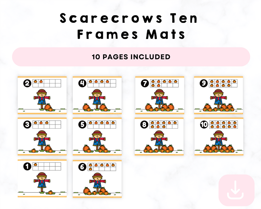 Scarecrows Ten Frames Mats Printable