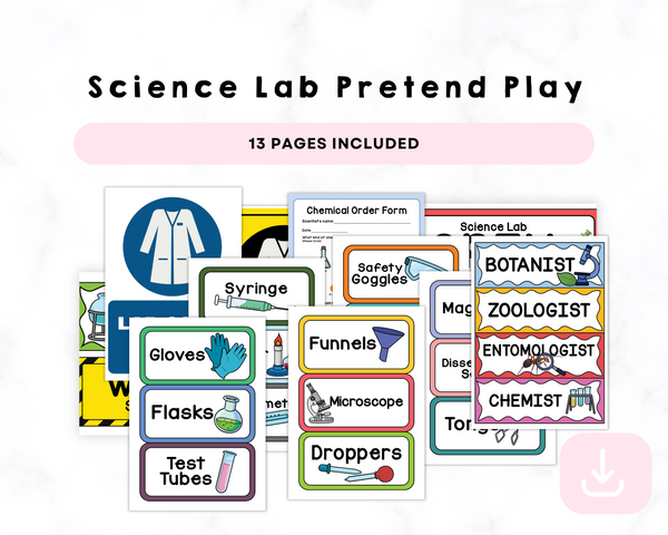 Printable Science Lab Pretend Play