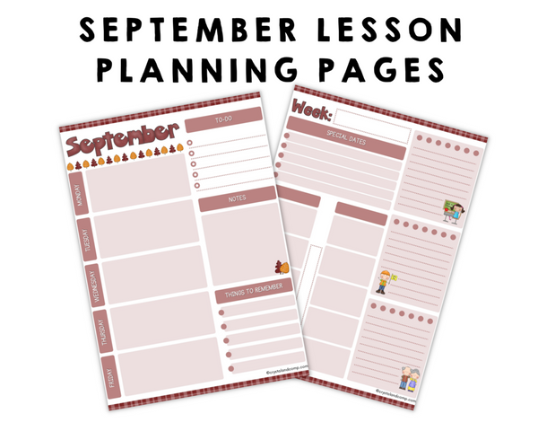 Printable September Lesson Planning Pages