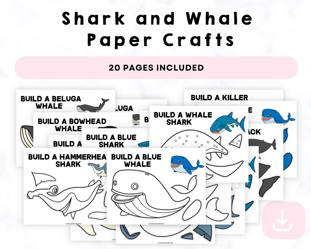 Printable Shark and Whale Paper Crafts