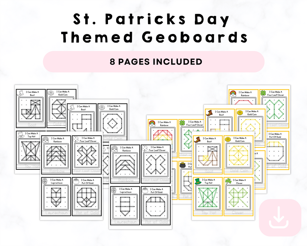 Printable St. Patricks Day Themed Geoboards
