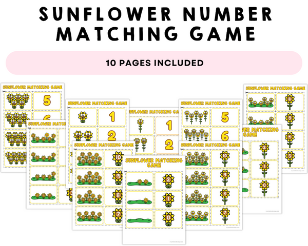 Printable Sunflower Number Matching Game