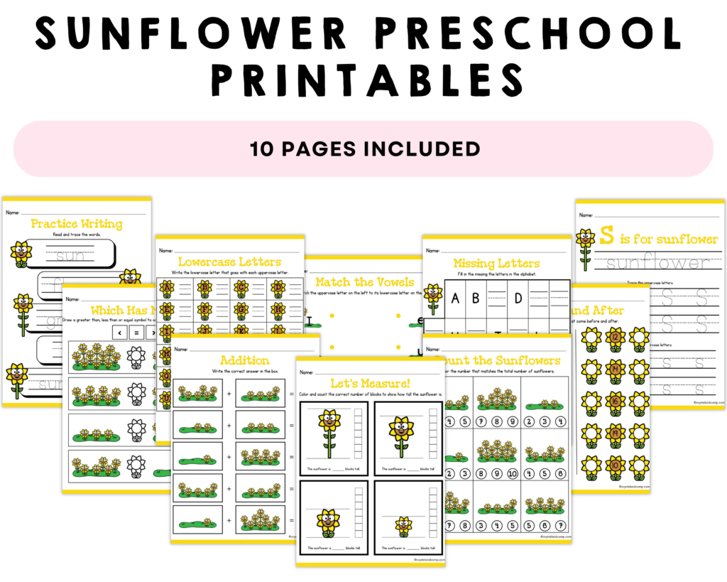 Sunflower Preschool Printables