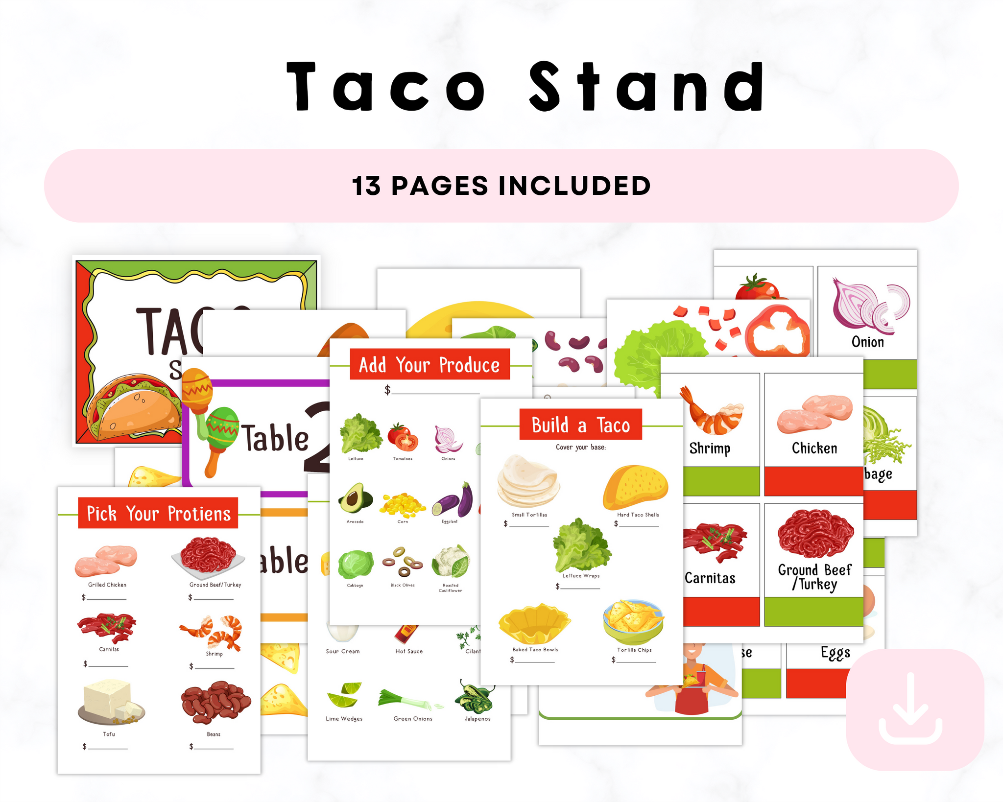 Taco Stand Pretend Play Printables CrystalandComp