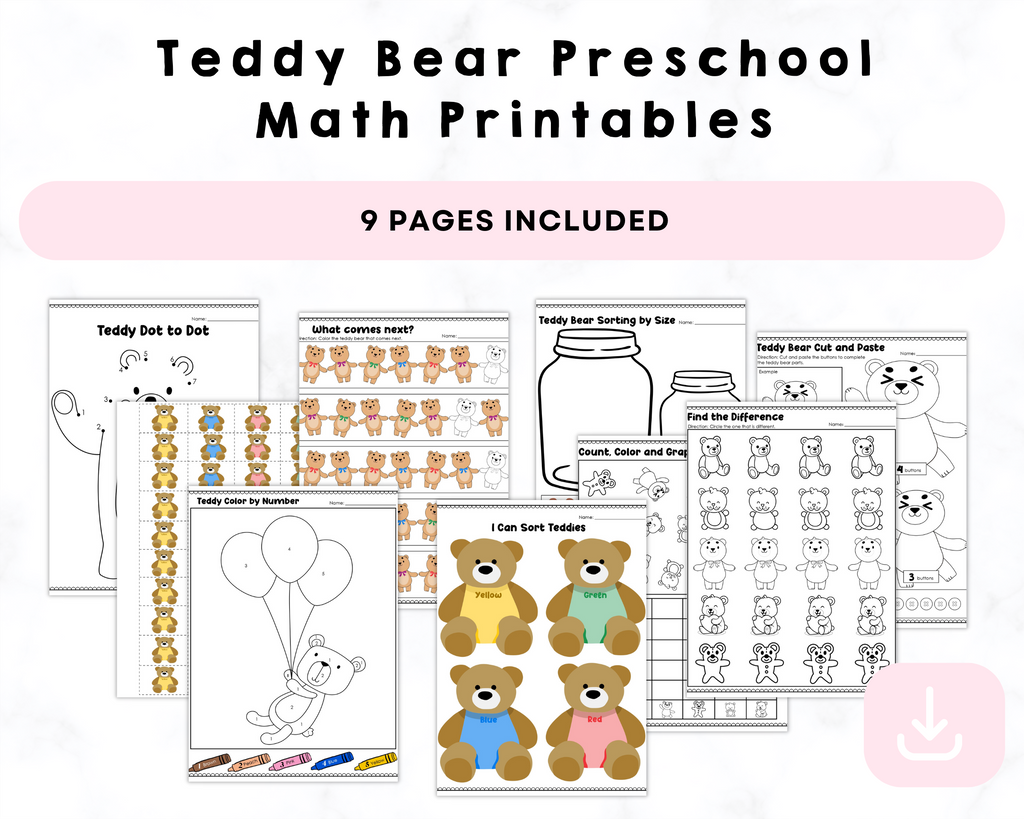 Teddy Bear Preschool Math Printables
