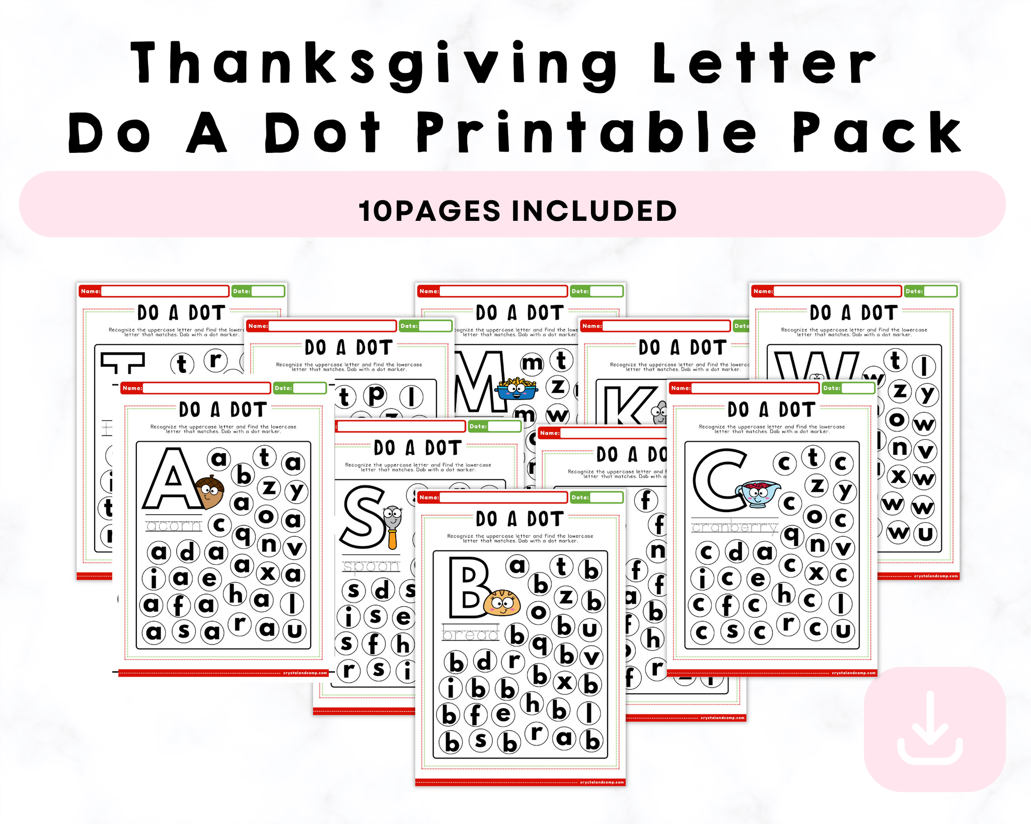 Thanksgiving Letter Do A Dot Printable Pack – CrystalandComp