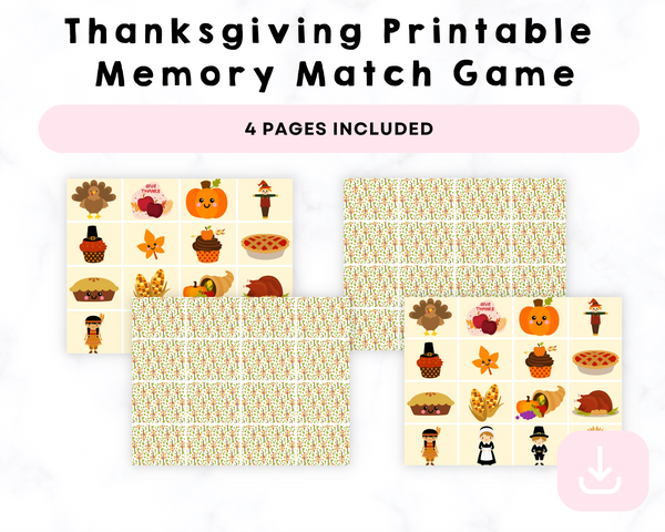 Thanksgiving Printable Memory Match Game