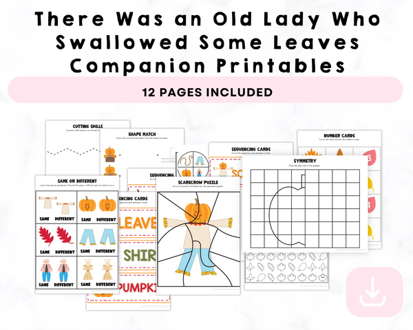 There Was an Old Lady Who Swallowed Some Leaves Companion Printables