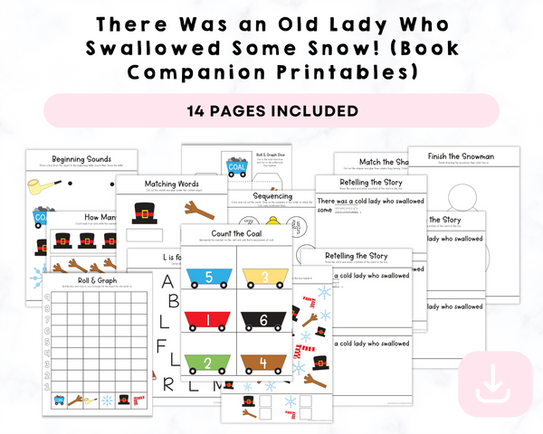 There Was an Old Lady Who Swallowed Some Snow! (Book Companion Printable)