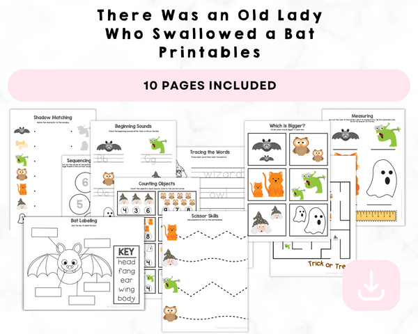 There Was an Old Lady Who Swallowed a Bat Printable