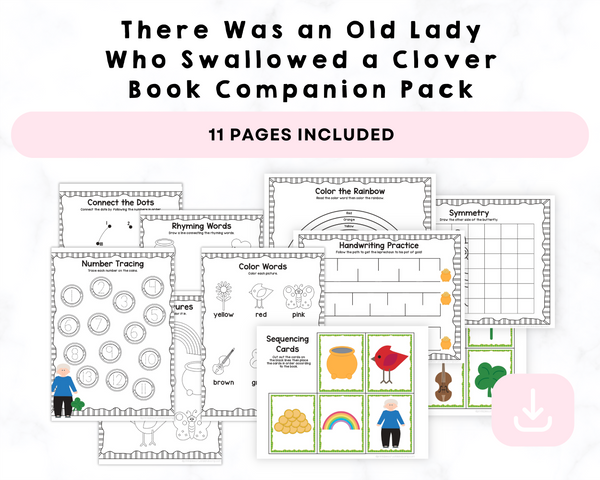 There Was an Old Lady Who Swallowed a Clover Book Companion Pack Printables
