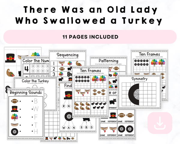 There Was an Old Lady Who Swallowed a Turkey Printable