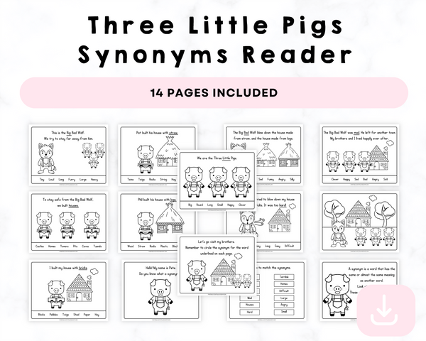 Three Little Pigs Synonyms Reader Printables