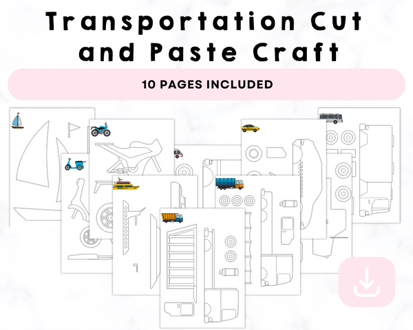 Transportation Cut and Paste Craft Printable