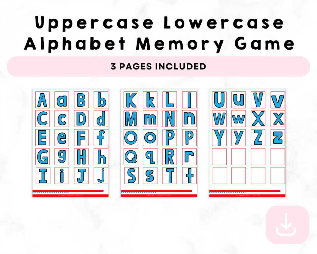 Printable Uppercase Lowercase Alphabet Memory Game