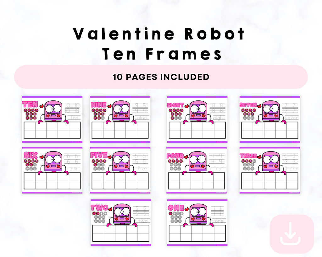 Valentine Robot Printable Ten Frames