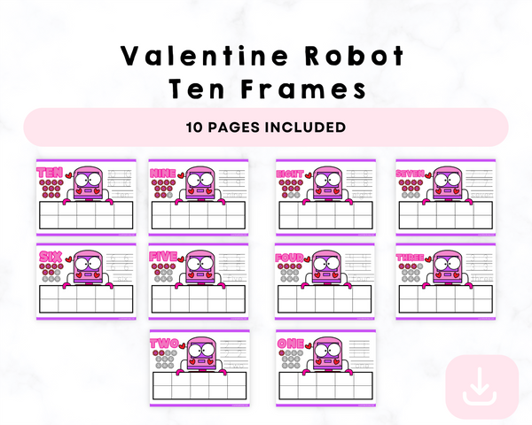 Valentine Robot Printable Ten Frames