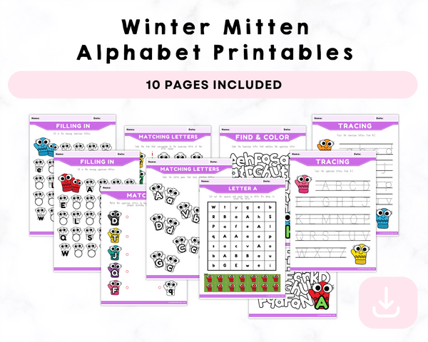 Winter Mitten Alphabet Printables