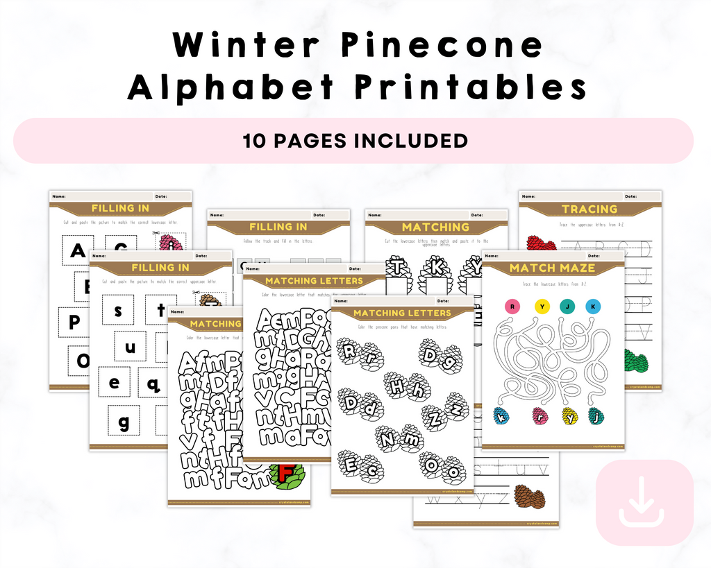Winter Pinecone Alphabet Printables
