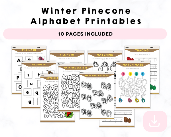 Winter Pinecone Alphabet Printables