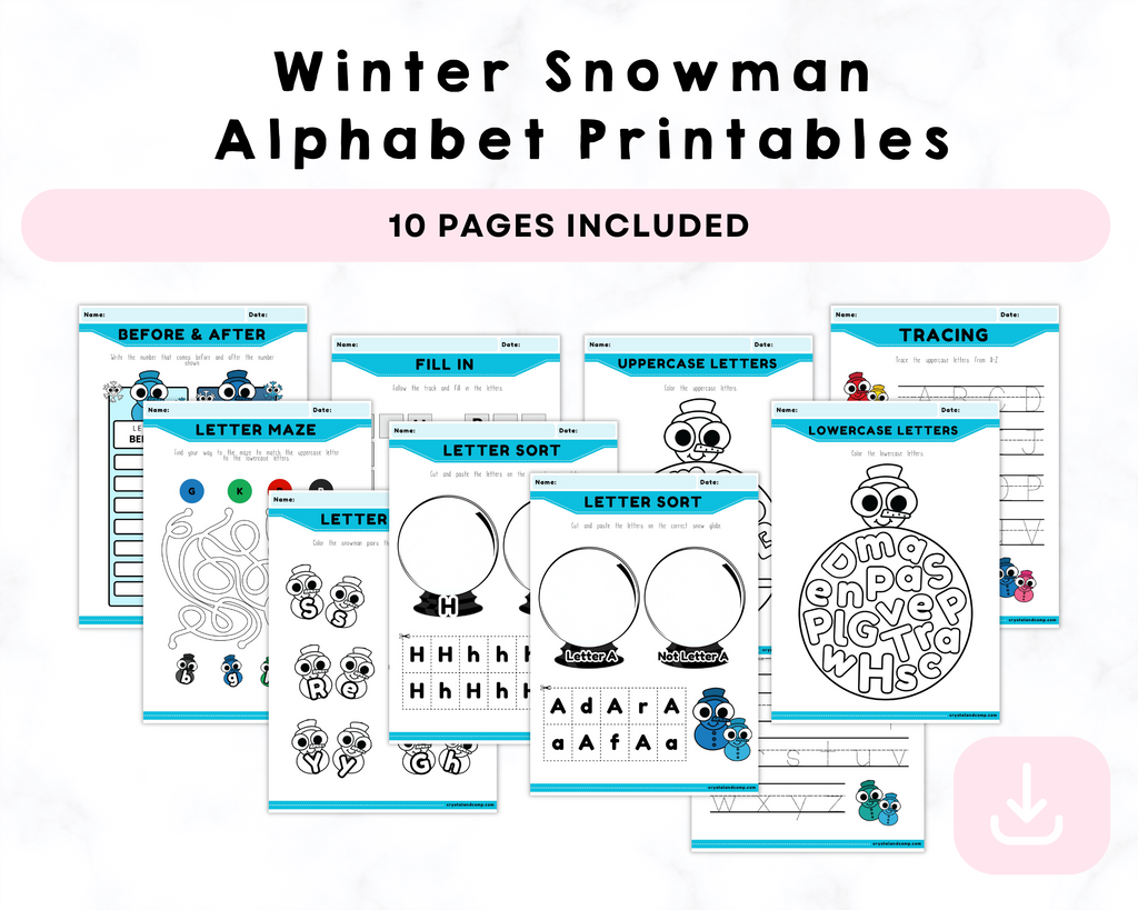 Winter Snowman Alphabet Printables