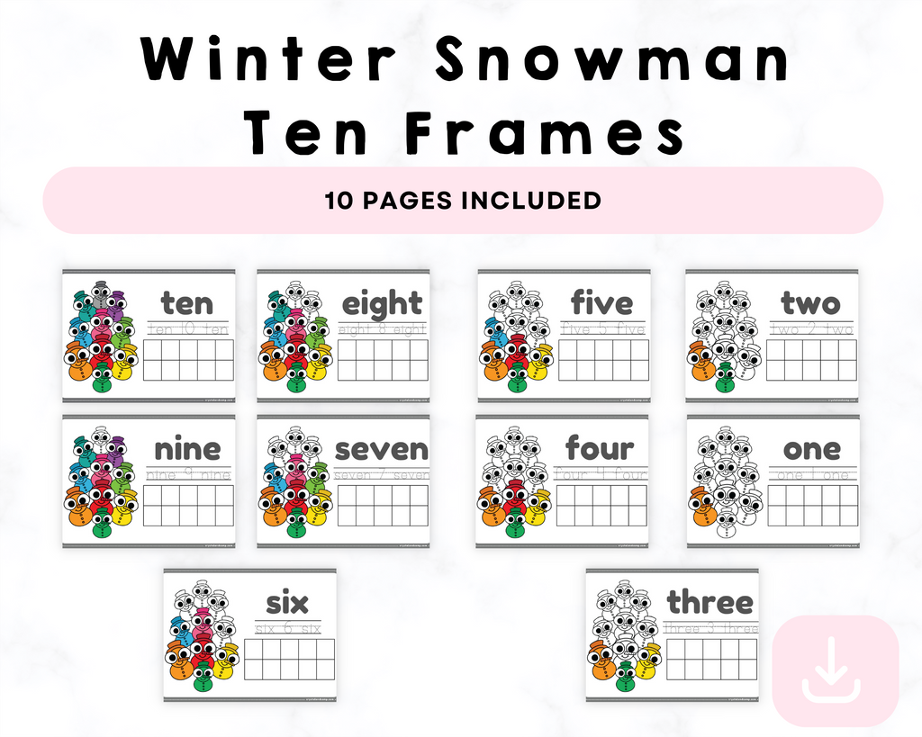 Winter Snowman Ten Printable Frames