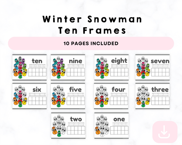Winter Snowman Ten Printable Frames