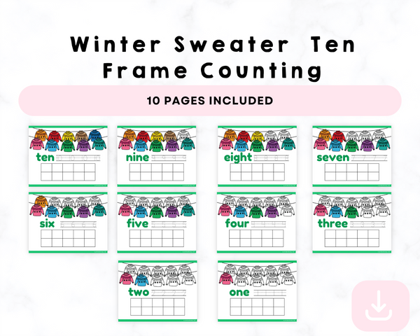 Printable Winter Sweater Ten Frame Counting