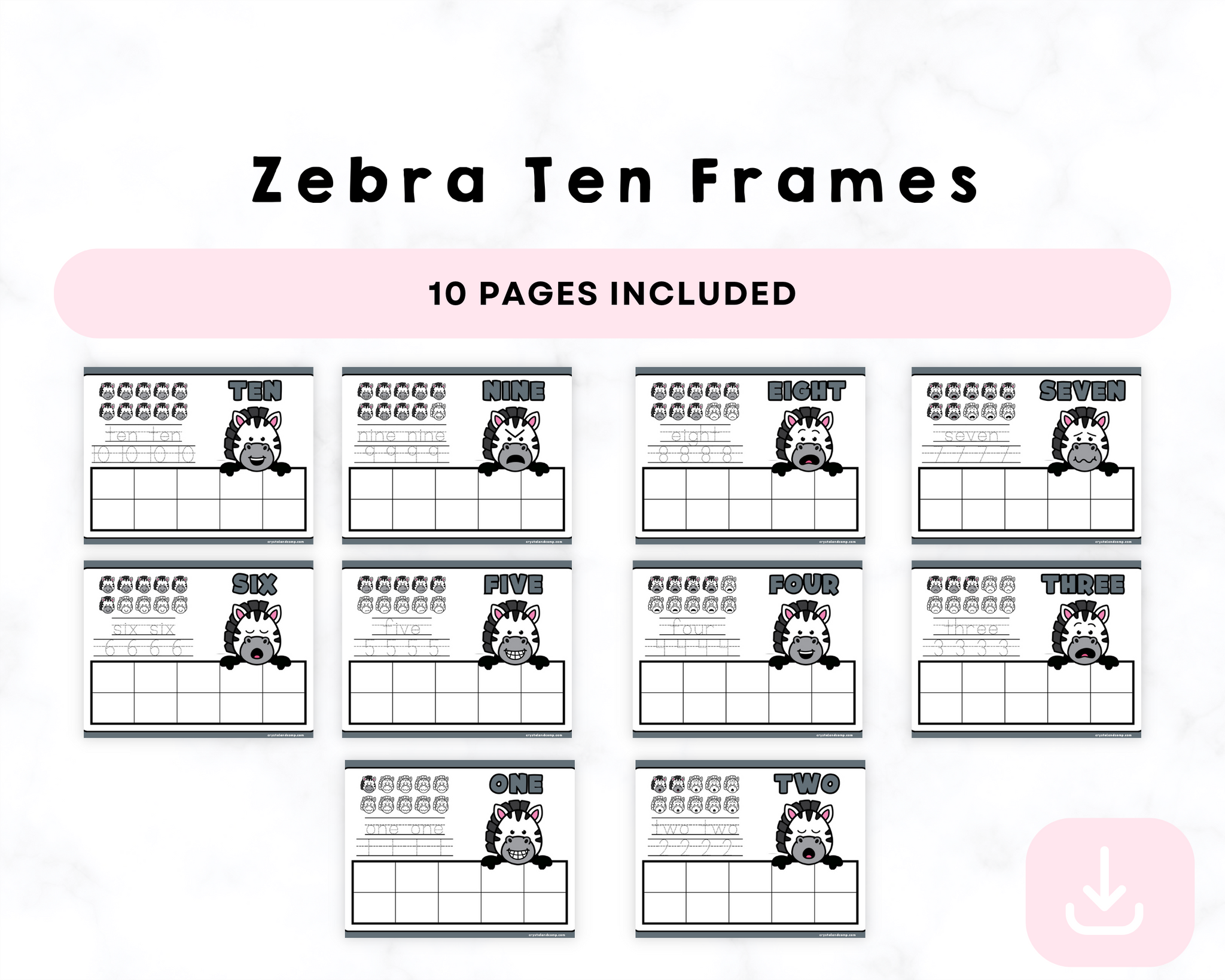Printable Zebra Ten Frames – CrystalandComp
