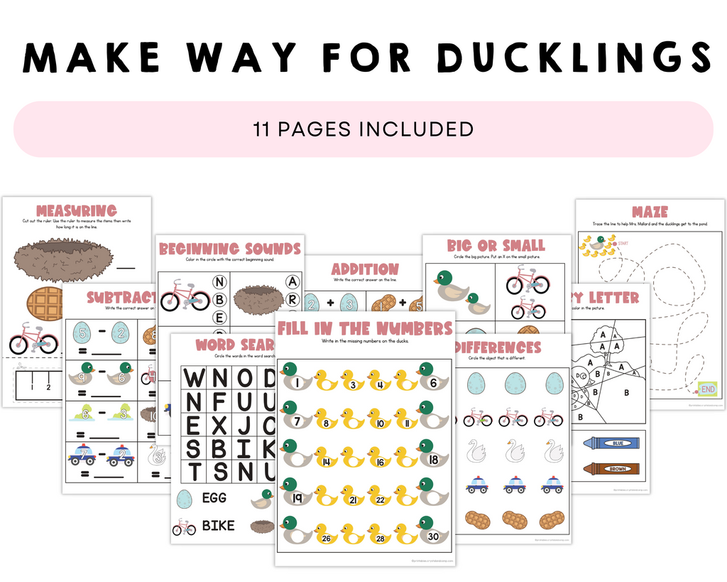 Make Way for Ducklings Companion Printables